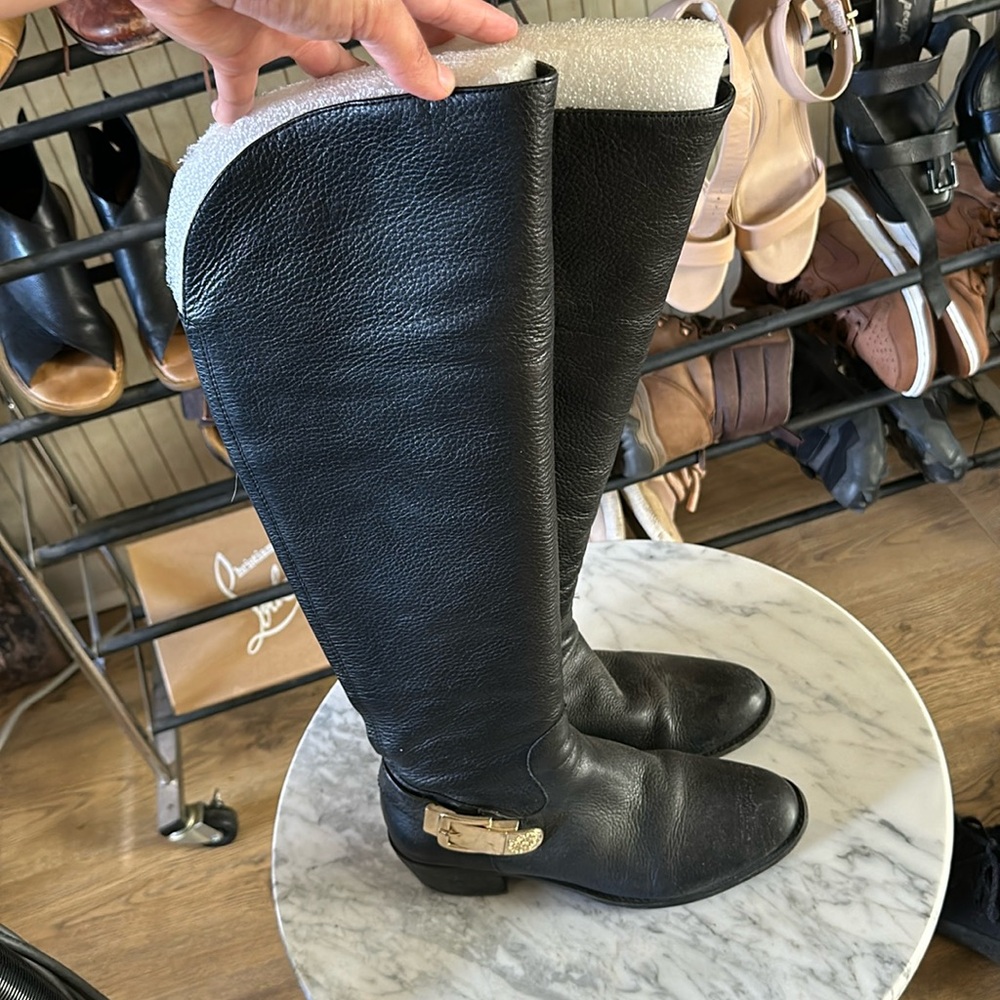 Vince Camuto black boots, soft leather, used, size 8.5